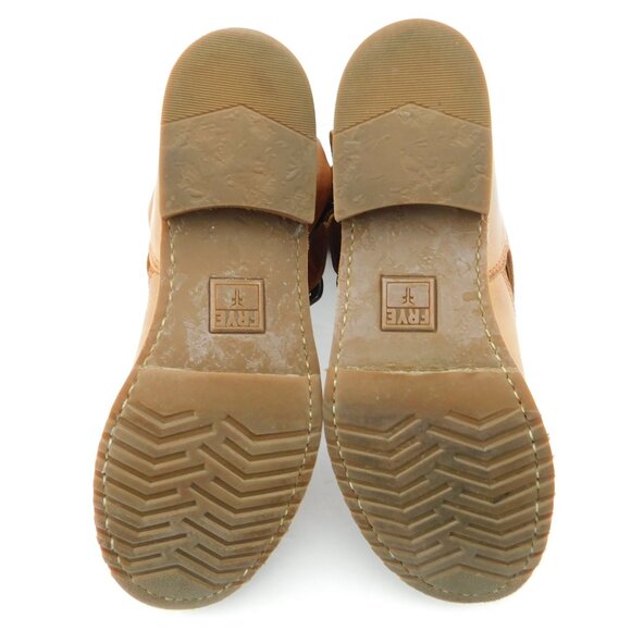 FRYE Cognac Brown Soft Leather Buckled Slouch Moto Boots 7.5 - Picture 7 of 9